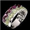 Image 1 : Natural Rhodolite Garnet & Peridot Ring