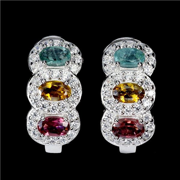 Natural Multi Color Tourmaline Eternity EarRings