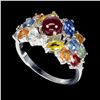 Image 1 : Natural Round Ruby Sapphire White Topaz Ring