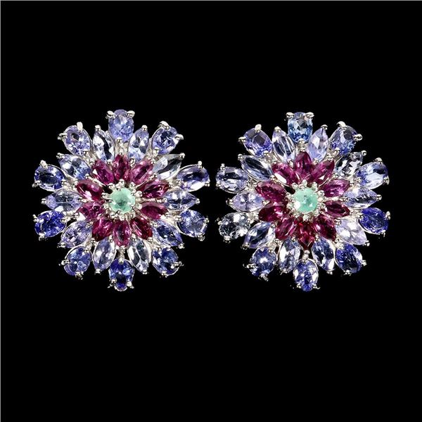 Natural Tanzanite Emerald Garnet EarRings