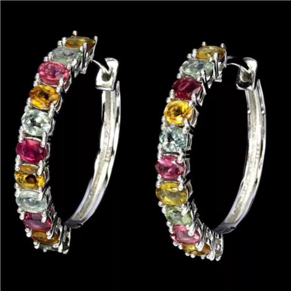 Natural Multi Color Tourmaline Earrings