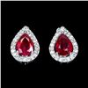 Image 1 : Natural Pigeon Blood Red Ruby Earrings