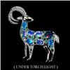 Image 1 : Natural Multicolor  Opal & Emerald Goat Brooch