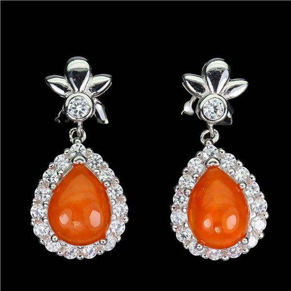 Natural Orange Opal Earrings