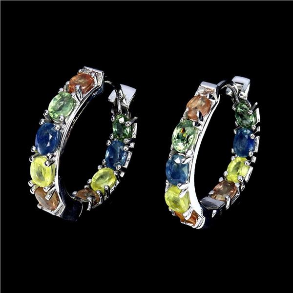 Natural Multi Color Sapphire Earrings