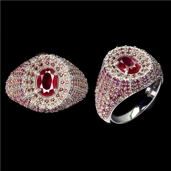 Natural Red Ruby & Sapphire Ring