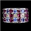 Image 1 : Natural Rhodolite Garnet Tanzanite Ring