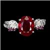 Image 1 : Natural Pigeon Blood Red Ruby & White Topaz Ring