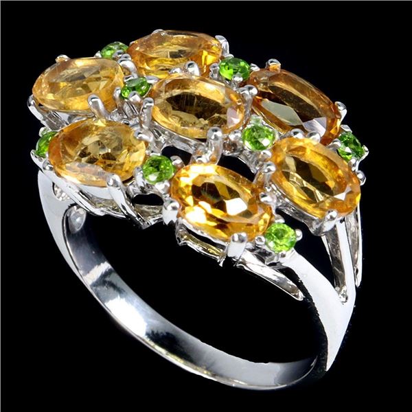 Natural Citrine & Chrome Diopside Ring