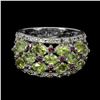 Image 1 : Natural Peridot Rhodolite Sapphire Ring
