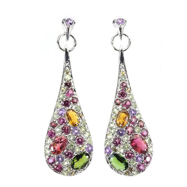 Natural Multi Gemstones Earrings