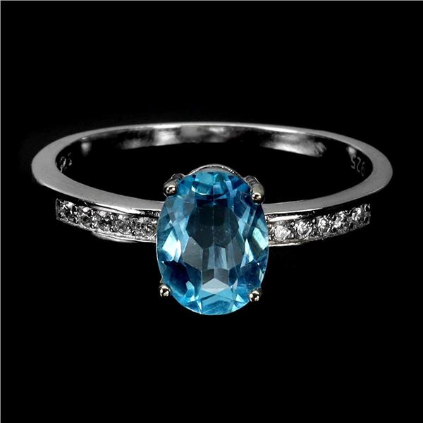 Natural Blue Topaz Ring