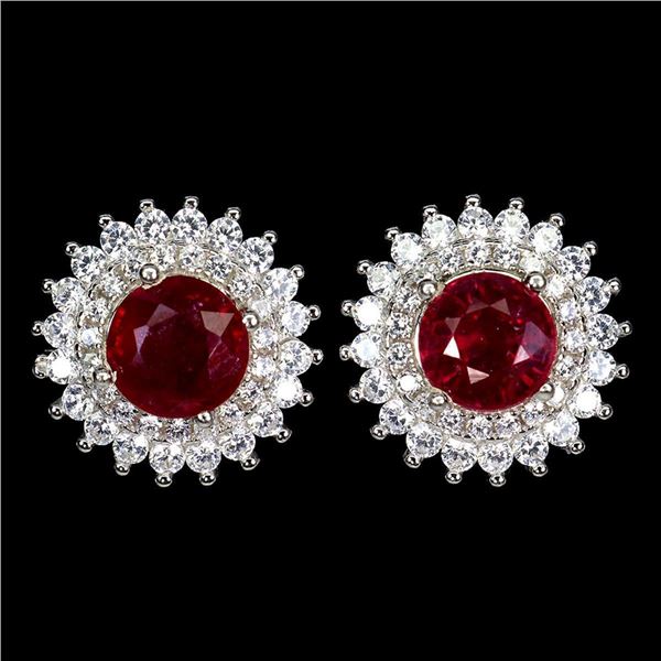 Natural Pigeon Blood  Red Ruby Earrings