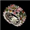 Image 3 : Natural Multi Color Tourmaline Eternity Ring