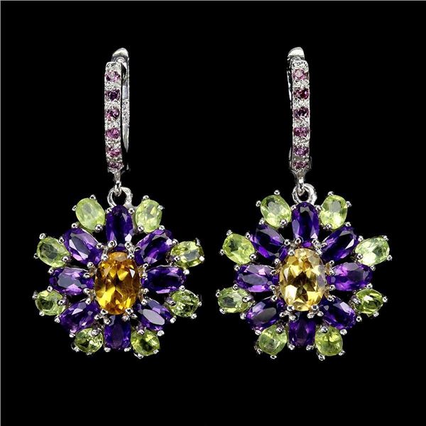 Natural  Citrine Amethyst Peridot Earrings