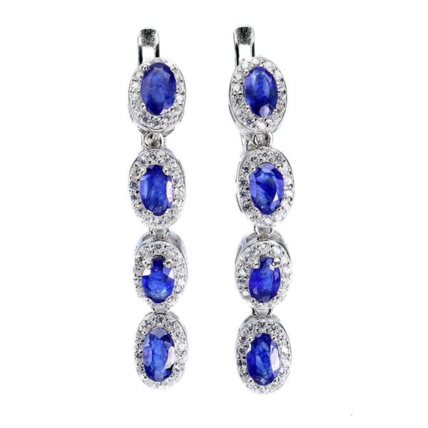 Natural Oval Blue Sapphire Earrings