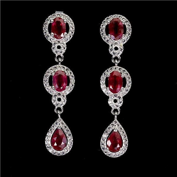 Natural Pigeon Blood Red Ruby Earrings