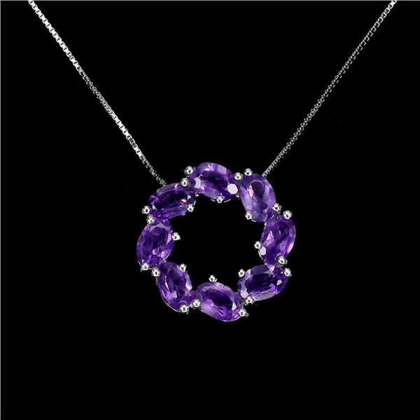 Natural Oval Purple Amethyst Necklace