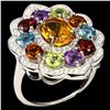 Image 1 : Natural Oval Citrine Topaz Peridot Garnet Ring