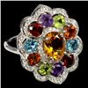 Image 2 : Natural Oval Citrine Topaz Peridot Garnet Ring
