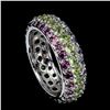 Image 1 : Natural Peridot Rhodolite Tanzanite Eternity Ring
