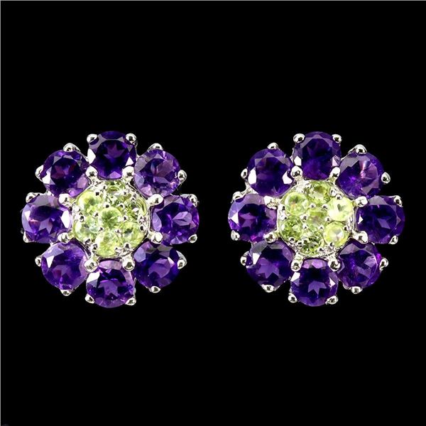 Natural Amethyst Peridot Earrings