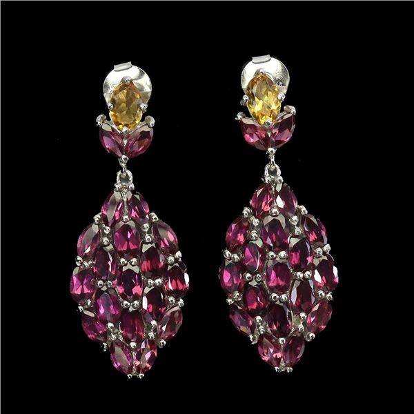 Natural Citrine Rhodolite Garnet Earrings