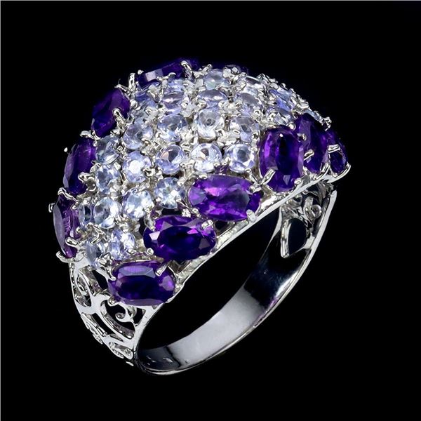 Natural Amethyst Tanzanite Ring