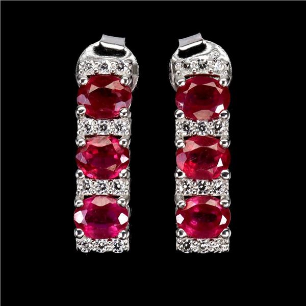 Natural Vivid Red Ruby Earrings