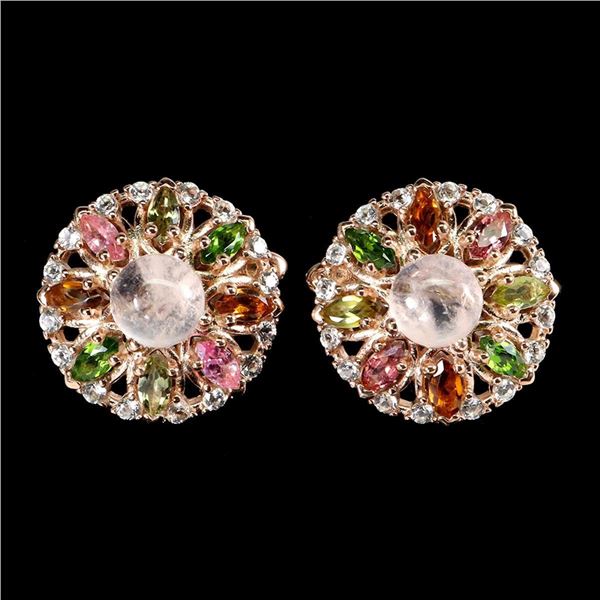 Natural Morganite & Multi Color Tourmaline Earrings