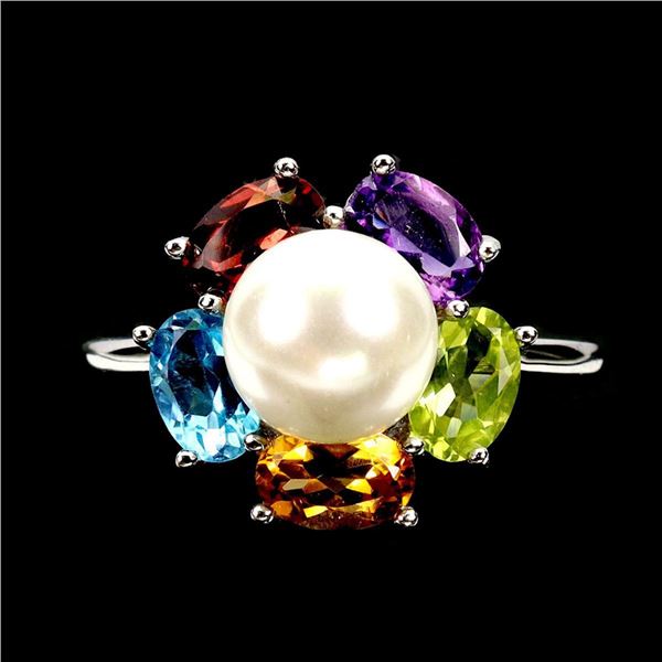 Natural Swiss Blue Topaz & Multistone Ring