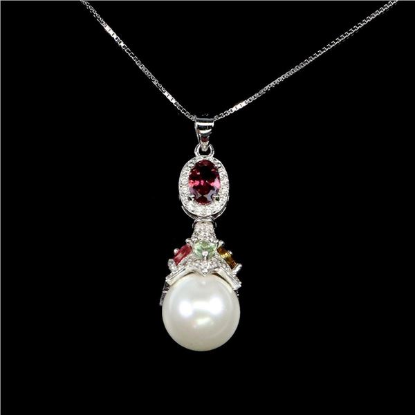 Natural Pearl  & Pink Tourmaline Necklace