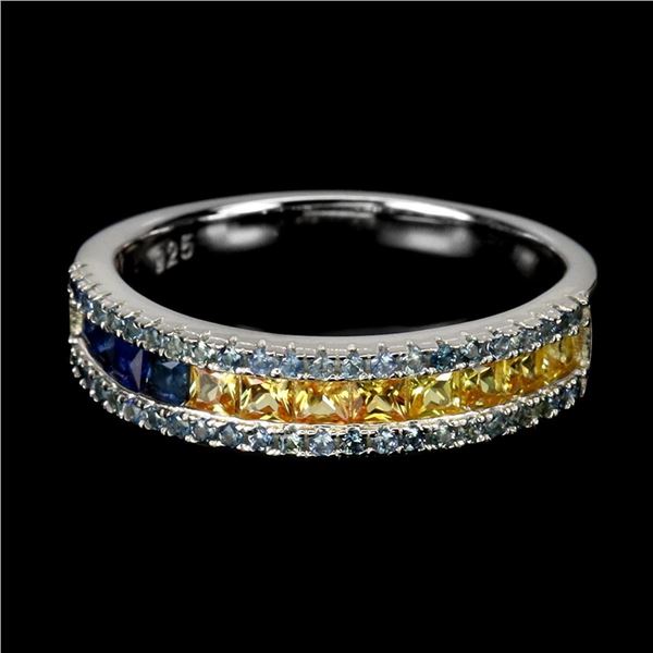 Natural Princess Sapphire Eternity Ring