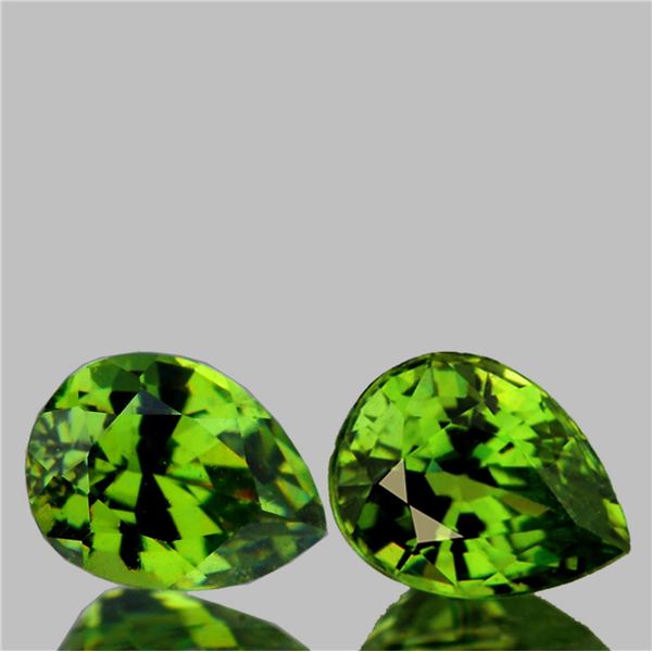 Natural Pear  Rare Green Demantoid Pair {Flawless-VVS}
