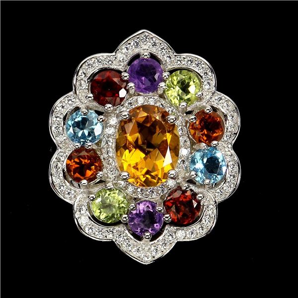 Natural Citrine & Multi Gemstones Cocktail Ring