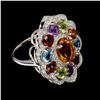 Image 3 : Natural Citrine & Multi Gemstones Cocktail Ring