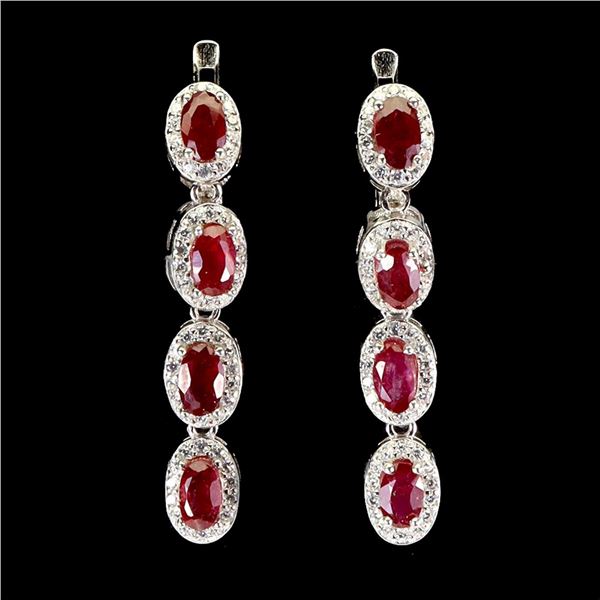 Natural Pigeon Blood Red Ruby Earrings