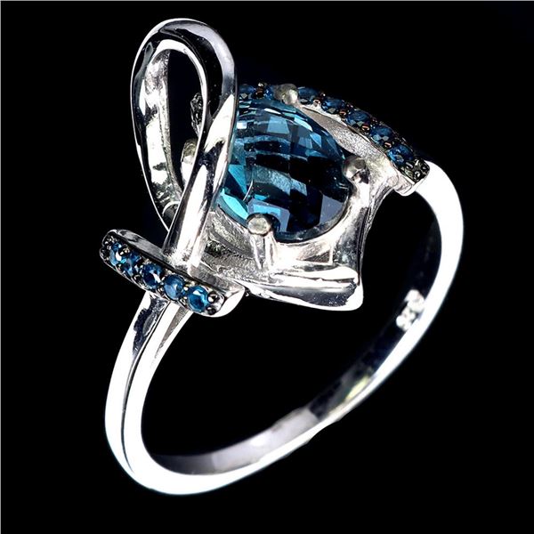 Natural Stunning London Blue Topaz Ring