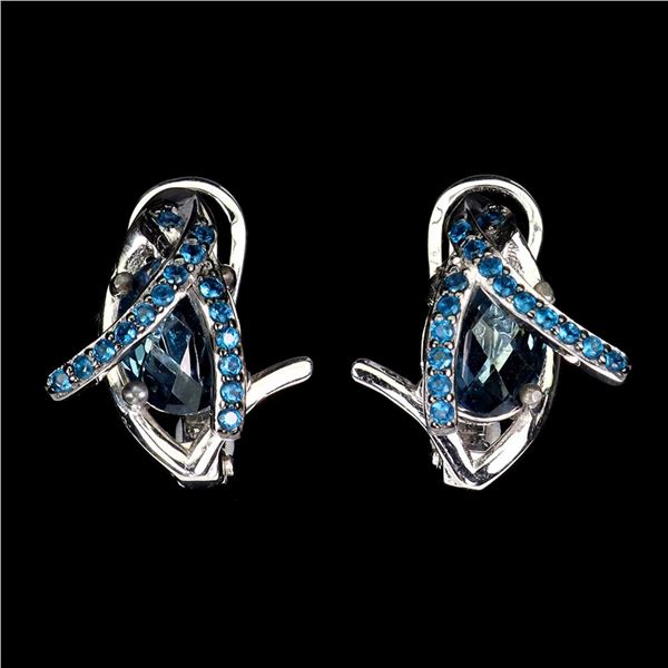 Natural Stunning London Blue Topaz EarRing