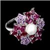 Image 3 : Natural Pearl Rhodolite Garnet Amethyst Ring