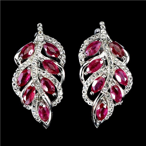 Natural Pigeon Blood Red Ruby Earrings