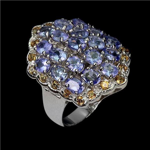 Natural Tanzanite & Sapphire Ring