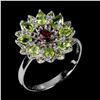 Image 2 : Natural Rhodolite Garnet Sapphire Peridot Ring