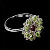 Image 3 : Natural Rhodolite Garnet Sapphire Peridot Ring