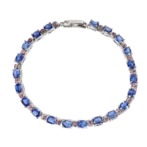 Natural Blue  Kyanite & Rhodolite Garnet Ring