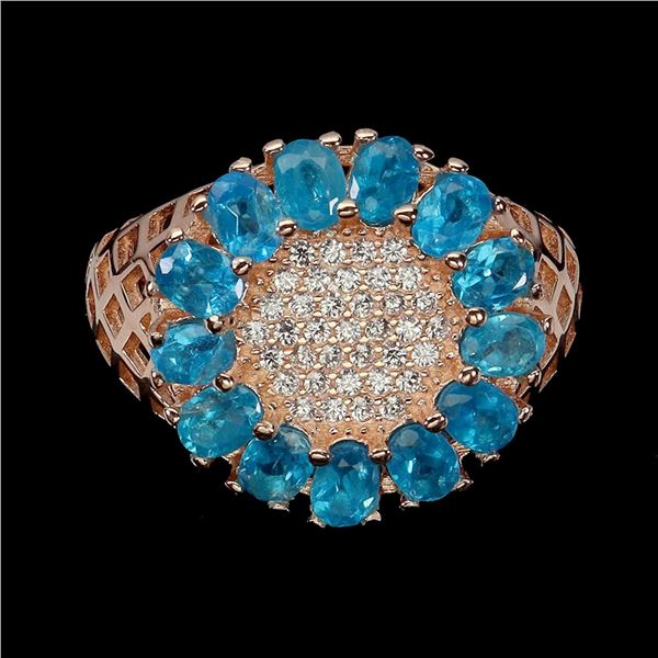 Natural Brazilian Rare Blue Apatite Ring