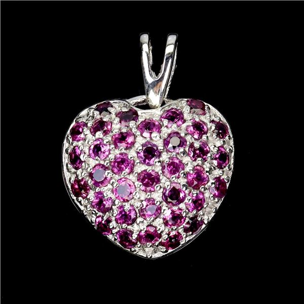 Natural Rhodolite Garnet Heart Pendant