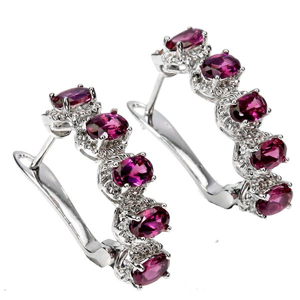 Natural Rhodolite Garnet Sapphire Earrings