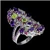 Image 2 : Natural Amethyst Aquamarine Peridot Ring
