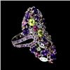 Image 3 : Natural Amethyst Aquamarine Peridot Ring